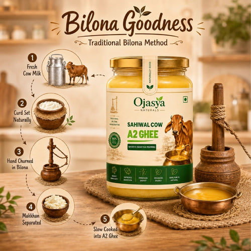 Pure A2 Sahiwal Cow Ghee 1000ml | Traditional Bilona Method | Ojasya Naturals