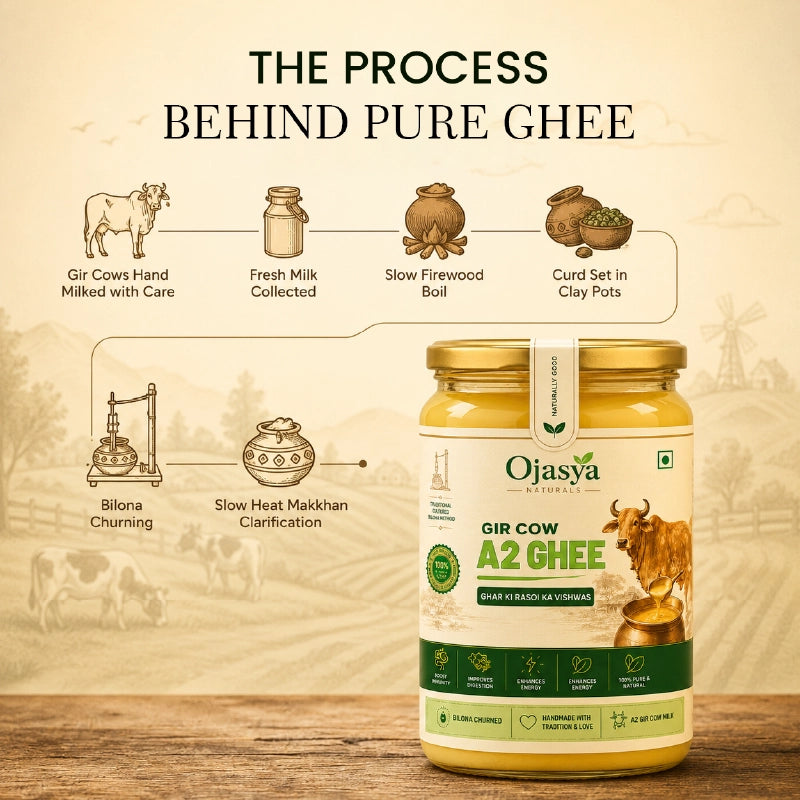 Pure A2 Gir Cow Ghee (500ml) | Traditional Bilona Method | Ojasya Naturals