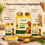 Pure A2 Sahiwal Cow Ghee 1000ml | Traditional Bilona Method | Lab Tested & Certified | Ojasya Naturals