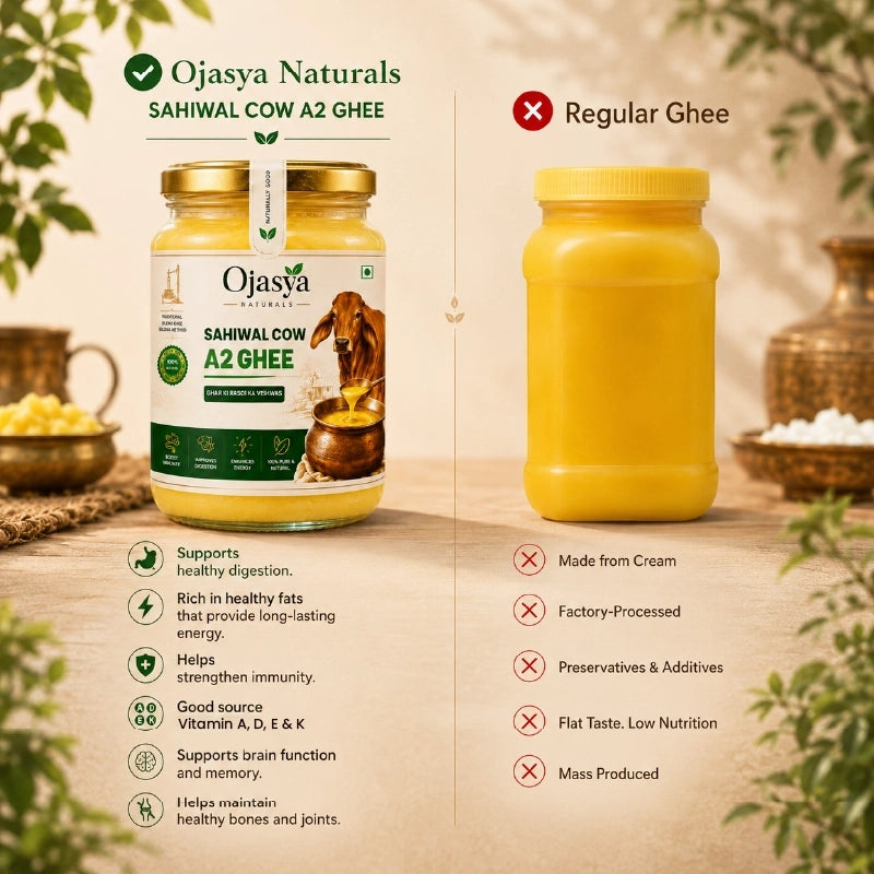 Pure A2 Sahiwal Cow Ghee (1000ml) | Traditional Bilona Method | Ojasya Naturals