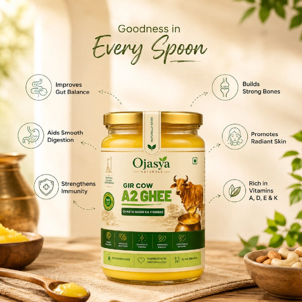 Pure A2 Gir Cow Ghee (500ml) | Traditional Bilona Method | Ojasya Naturals