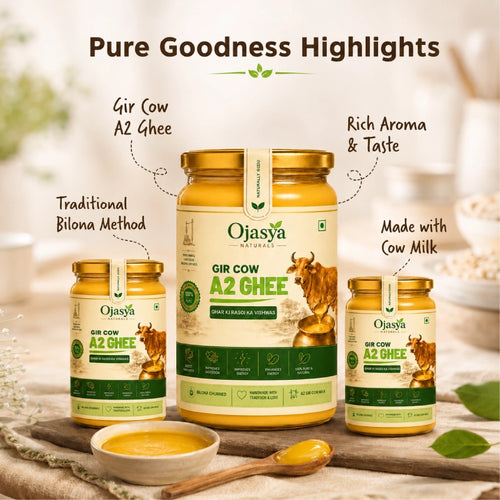Pure A2 Gir Cow Ghee 1000ml | Traditional Bilona Method | Ojasya Naturals