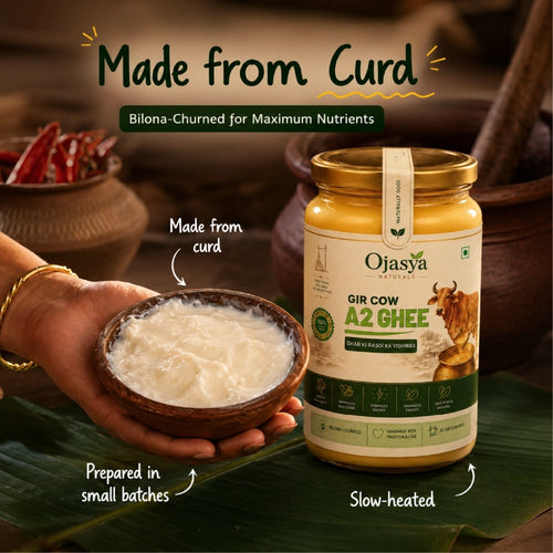 Pure A2 Gir Cow Ghee 500ml| Traditional Bilona Method | Ojasya Naturals