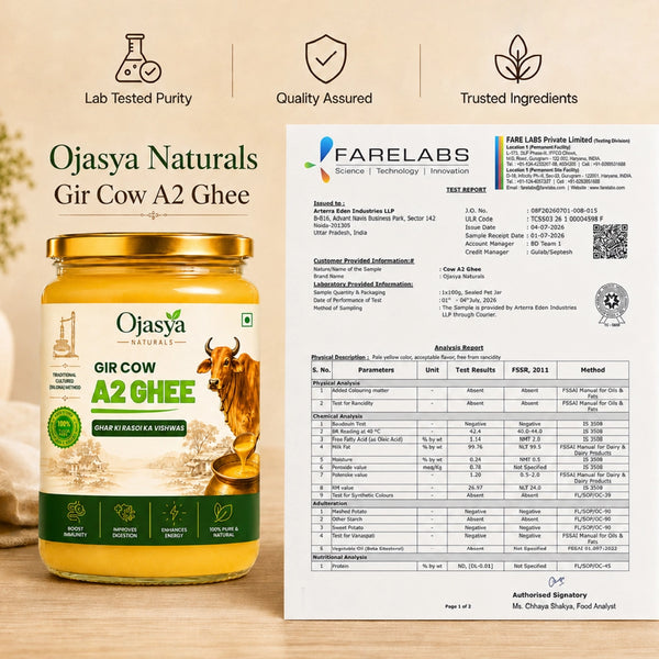 Pure A2 Gir Cow Ghee 500ml| Traditional Bilona Method | Ojasya Naturals