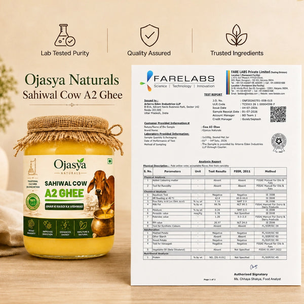 Pure A2 Sahiwal Cow Ghee 500ml | Traditional Bilona Method | Ojasya Naturals